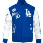 LA Dodgers Animal Print Varsity Wool Leather Jacket