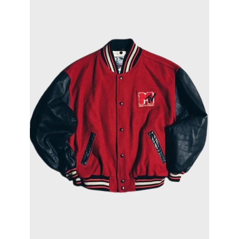 Rap-Music-1992-MTV-Vintage-Letterman-Red-Black-Varsity-Jacket