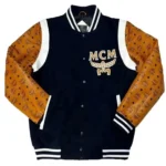 Men Varsity Jacket with Faux Leather Printed Sleeve Custom Made Letterman Jacket